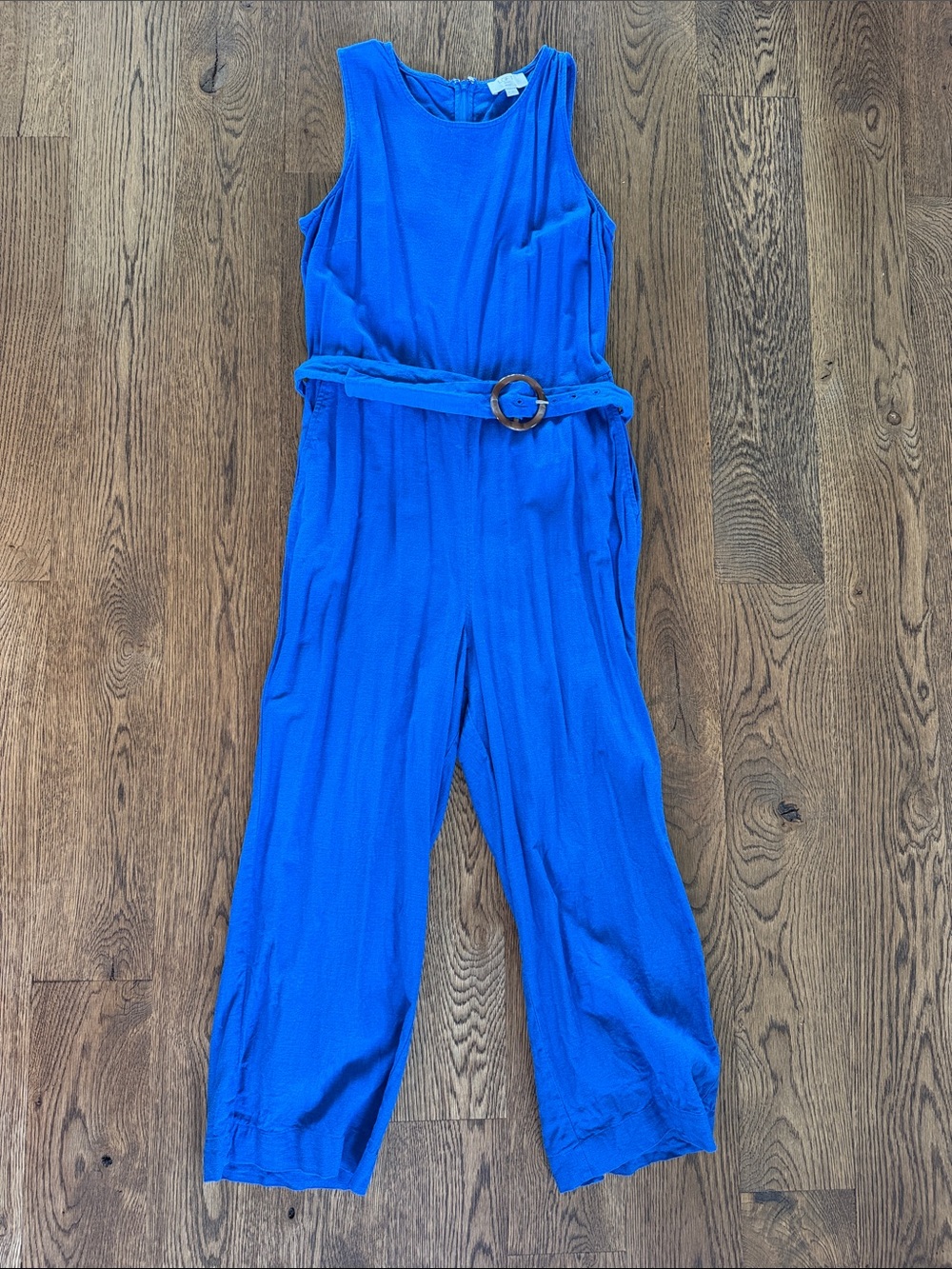 LOFT Cobalt Blue Sleeveless Belted Jumpsuit